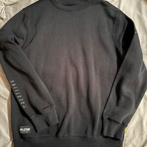 Black Crewneck Sweater with Ribbed Cuffs